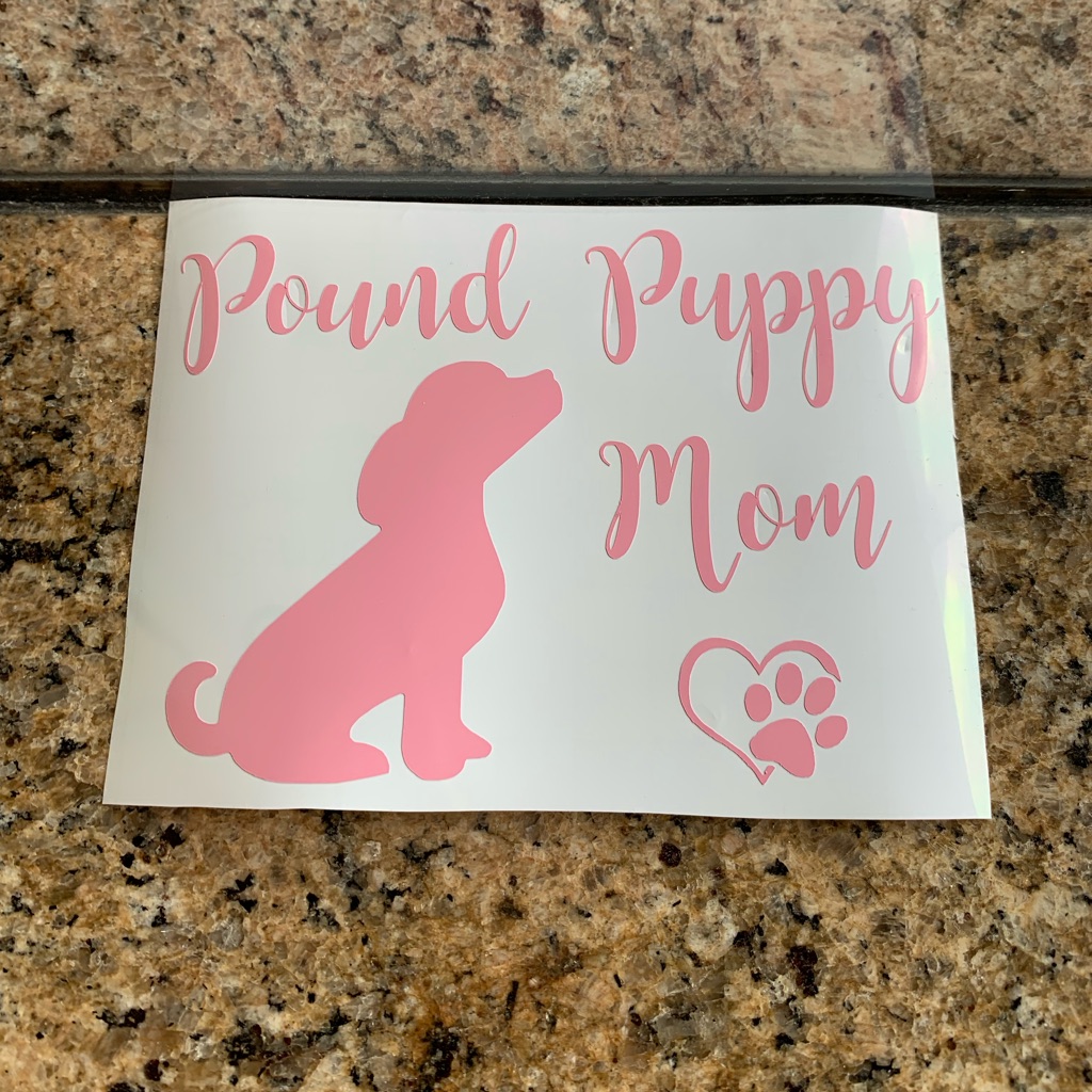Pound Puppy Mom Car Window Decal Sticker (Pink)
